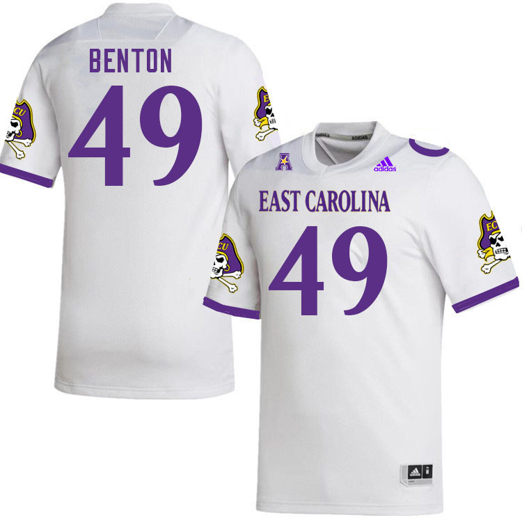 Men #49 Josh Benton ECU Pirates 2023 College Football Jerseys Stitched-White - Click Image to Close